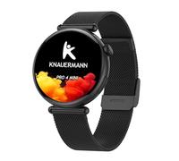 Knauermann Pro 4 Mini (2026) Redondo Negro - ECG Reloj de Salud Presión Arterial, Pulso y oxígeno en Sangre, Análisis del sueño, Telefonía, IP67, Milanese Negro