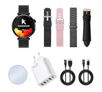 Knauermann Pro 4 Mini (2026) Redondo Negro - ECG Reloj Sanitario presión Arterial, Pulso y oxígeno en Sangre, análisis del sueño, teléfono, IP67, Paquete Premium