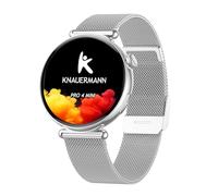 Knauermann Pro 4 Mini (2026) Redondo Plateado - ECG Reloj Sanitario presión Arterial, Pulso y oxígeno en Sangre, análisis del sueño, teléfono, IP67, Plata milanesa