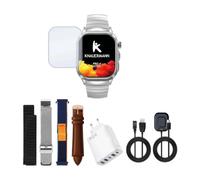 Knauermann - Pro 4 Ultra - Paquete Premium, Plata con función de Llamada y SOS, función de teléfono, Pulso, presión Arterial, HRV, análisis del sueño - para Hombre y Mujer