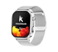 Knauermann - Pro 4 Ultra - Plateado, Cuadrado, Banda milanesa Plateada con función de Llamada y SOS - Función de teléfono, Pulso, presión Arterial, HRV, análisis del sueño - para Hombre y Mujer