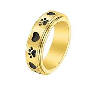 KnBoB Alianzas de boda para mujer de acero inoxidable grabado, diseño de huella de corazón, 6 mm, anillo grabado