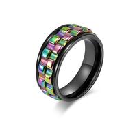 KnBoB Anillo de acero inoxidable para hombre de 8 mm, con engranaje para joyas, anillos Fidget, 54 (17.2), Acero inoxidable