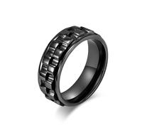 KnBoB Anillo de acero inoxidable para hombre de 8 mm, con engranaje para joyas, anillos Fidget, 57 (18.1), Acero inoxidable