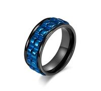 KnBoB Anillo de acero inoxidable para hombre de 8 mm, con engranaje para joyas, anillos Fidget, 60 (19.1), Acero inoxidable