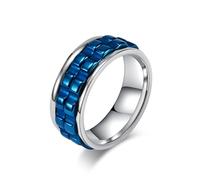 KnBoB Anillo de acero inoxidable para hombre de 8 mm, con engranaje para joyas, anillos Fidget, 67 (21.3), Acero inoxidable