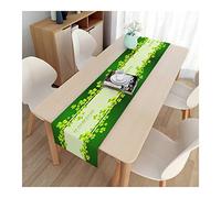KnBoB Camino de mesa de lino verde con hojas de San Patricio, moderno, para salón, mesa de comedor, fiesta, 33 x 180 cm