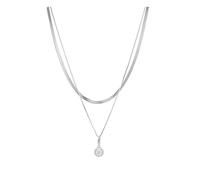 KnBoB Colgante de plata 925 para cadenas para mujer, 1 ct, doble cadena de serpiente, collar de piedras preciosas, 42 cm, S, Plata, Moissanita