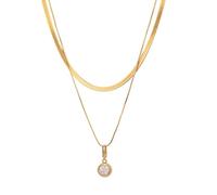 KnBoB Colgante de plata 925 para cadenas para mujer, 1 ct, doble cadena de serpiente, collar de piedras preciosas, 42 cm, S, Plata, Moissanita