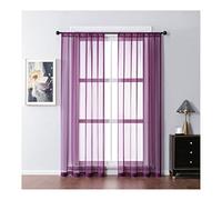 KnBoB Cortinas pequeñas para ventana de baño, 2 paneles, cortinas traslúcidas de poliéster de color morado sólido de 108 pulgadas, cortinas bohemias con bolsillo para cortinero, 52 x 108 pulgadas