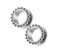 KnBoB Dilatador de oreja de 8 a 16 mm, 2 piezas, acero inoxidable, plateado, con forma de girasol, para hombre y mujer, tapón para los oídos, acero inoxidable