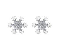 KnBoB Pendientes para mujer, oro blanco 750, 18 K, elegantes, copo de nieve, redondos, moissanita, joyas
