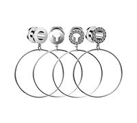 KnBoB Túnel dilatador para mujer, 2 pares de pendientes de aro de acero inoxidable y plata con colgante de aro grande con circonitas, Acero inoxidable, Circonia cúbica
