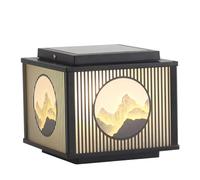 KNBVFHG Farol Cuadrado De Aluminio Con Luz Solar En Columna Luces Exteriores Con Sensor Crepuscular Luces De Pilar Negras Para Decoración De Jardín Lámpara De Poste Impermeable Regulable De 3 Colores