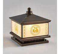 KNBVFHG Farola De Columna Estilo Retro Europeo Para Exteriores, Lámpara De Columna Con Pantalla De Vidrio Y Cobre, Con Base E27, Ideal Para Patio, Jardín, Camino Y Patio Trasero