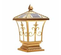 KNBVFHG Lámpara De Columna Ajustable Con Control Remoto De 4 Colores Linterna Solar Moderna De Bronce Con Cabezal De Pilar Acrílico Aparato De Poste Exterior Estilo Granja Para Pasarela, Entrada