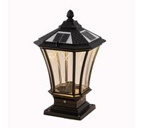 KNBVFHG Lámpara De Columna Solar LED Luces De Pilar Modernas Para Patio Exterior Lámpara De Poste Exterior Impermeable IP54 Pantalla De Farol Clásica De Aluminio Fundido A Presión Y Cristal