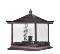 KNBVFHG Lámpara De Pilar Solar Con Encendido/apagado Automático Y 4 Modos Aparato De Poste Exterior Estilo Granja Con Panel De Vidrio, Lámpara De Poste Impermeable IP54 Para Iluminación De Jardín