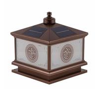 KNBVFHG Lámpara Solar De Pilar Para Patio Exterior Lámpara De Poste De Aluminio Imitación Cobre Luces De Columna Domésticas Impermeables De Estilo Chino Luminaria De Iluminación De Energía Vintage