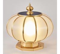 KNBVFHG Lámpara Solar Redonda Para Exteriores Luces De Columna Para Villas, Impermeables Y Totalmente De Cobre Lámpara De Poste Vintage Para Terraza Lámpara De Pilar Tradicional Creativa Iluminación