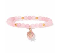 KNDSSMY Natural Stone Crystal Handmade Beaded Bracelet For Women, 6mm Rosa Rose Cuarzos Ojo de Tigre Ojo de Gato Stretch Bracelet With Heart Charm, Stylish And Charming Rose Cuarzo 6mm