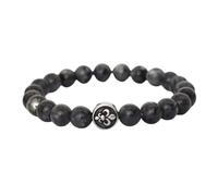 KNDSSMY Pulsera de Cuentas de Piedra Natural de 8mm Hecha a Mano para Hombre, Ajustable, Elástica, con Piedras Negras Brillantes, Ideal para Yoga, Uso Diario.