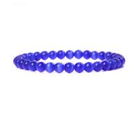 KNDSSMY Pulsera Elástica de Ojo de Gato Morado de 6mm Hecha A Mano con Cuentas de Piedra Natural. Brazalete Ajustable para yoga, Ideal Como Regalo de Amistad O Cumpleaños. Elegante y Sencilla.