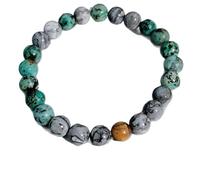 KNDSSMY Pulsera Elástica Unisex con Cuentas de Piedra Natural, Hecha A Mano con Piedra de Mapa Verde de 8mm, Ideal para Fiestas, Cumpleaños y Navidad.