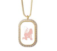 Kneel Hot Hair Woman Gal Art Deco - Collar con colgante de diamantes de cristal dorado