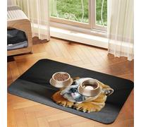 Kneeling English Bulldog,Waterproof Pet Feeding Mat,PU Leather Placemats for Cat Dog Water Bowl,Food Mats,30x45cm
