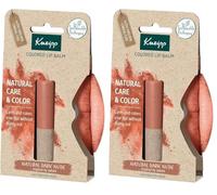 Kneipp, Bálsamo Labial con Color, Protector y Reparador Labial, Hidratante de Labios con Efecto Prolongado, Ingredientes Naturales, Pintalabios Color Natural Dark Nude (Paquete de 2)