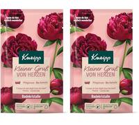 Kneipp Cristales de baño con pequeños saludos de corazones, sales de baño con sal profunda y la combinación de extracto de peonía y aceite de camelia nutritivo, un momento de seguridad, 60 g