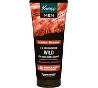 Kneipp Gel de ducha salvaje Men 3 en 1, madera de sándalo y té verde orgánico, para piel, cabello y cara, mejora la sensación de la piel, 200 ml