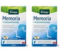 Kneipp Memoria Y Concentracion, Vitaminas para Reducir la Fatiga y el Cansancio, Ideal para situaciones de Estrés o Estudio, Vitaminas B1, B2, B5, B6, B12, C y Ginseng, 30 Cápsulas (Paquete de 2)