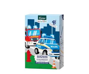 Kneipp Naturkind Tatütata - Set de regalo para pequeños bomberos y aficionados a la policía, baño de espuma para la piel sensible de los niños, 3 x 40 ml