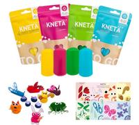 KNETÄ Masilla a partir de 1 año | Set de fiesta | 4 x 100 g de masilla vegana para niños, incl. 1 x tarjeta de manualidades con motivos de animales | Plastilina | Cumpleaños de niños