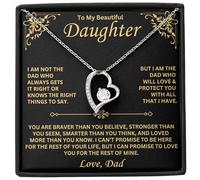 KNEZVAR Collar de papá a hija: regalo sincero de papá a hija para cumpleaños o Navidad, joyería significativa con tarjeta de mensaje, acabado en oro de 14 quilates y 18 quilates, Mediano, Metal