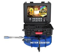 Kngiybo 9" DVR Camara Inspeccion Tuberias, IPS 1080P Endoscopio Tuberías,IP68 Cámara de Inspección de Tuberías, Cámara para Tuberías -12 Ajustables Leds -con 16GB TF(Size:50 M/164 FT)