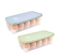 KNGNGK 2PCS Hueveras de Plástico para Frigorífico, 24.5 x 12 x 7cm Caja de Almacenamiento de Huevos con Tapa para 10 Huevos, Contenedor de Huevos Apilable para Refrigerador Gabinetes de Cocina