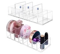 KNGNGK 2PCS Organizadores de Maquillaje Transparentes, 21.8*9*4.4cm Organizador Maquillaje Cajones con 8 Compartimentos de Acrílico, Organizadores de Maquillaje Desmontables Rubor Contorno Sombra Ojos