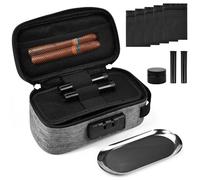 KNGNGK Bolsa de almacenamiento a prueba de olores con cerradura de combinación, ligera y portátil, con tecnología de carbón activado, incluye tarros y bandeja a prueba de olores para oficina en casa y