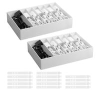 KNGNGK Organizador de Cables sin Tapa, 2 Piezas Caja Organizadora Cables Blanca con 14 Sujetacables y 7 Compartimentos Ajustables, 26x18x5.5cm, para Guardar Cables y Cargadores,Grande