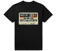 KNHBtuhv2 1984 Edition Cassette Tape 40th Birthday Gifts Mens Awesome T-Shirt Black L
