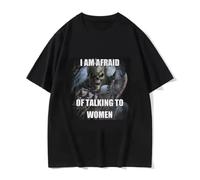 KNHBtuhv2 I Am Afraid of Talking To Women T-Shirts Black M