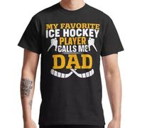 KNHBtuhv2 My Favorite Ice Hockey Player Dad Unisex T-Shirt Black XL