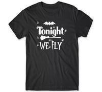 KNHBtuhv2 Tonight We Fly Halloween Mens Funny Unisex T-Shirt Black M