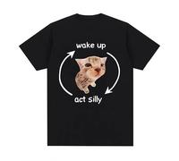 KNHBtuhv2 Wake Up Act Silly Graphic T Shirt Black XXL