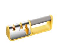 Knife Sharpener - V-Groove Design + Sharpens Scissors | Fine Coarse Grinding Handheld Tool | For Kitchen Home Garden Camping Hiking Picnic, Stainless Steel