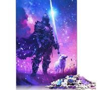 Knight and Wolf in Galaxy Puzzle Imposible,desafío para Adultos Juego Educativo 1000 Piezas Obra De Arte De Juego De para Adultos Y Niños A Partir De 12 Años 1000pcs (75x50cm)