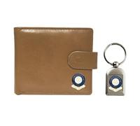 Knight Cartera y llavero de cuero beige con diseño de fútbol Hartlepool, beige, Clásico